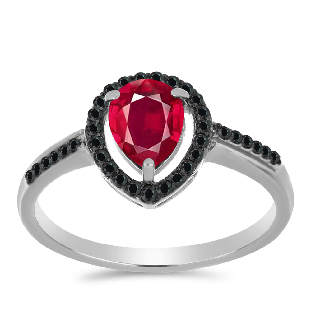 Silberring mit Rubin aus Madagaskar und schwarzem Spinell 3 