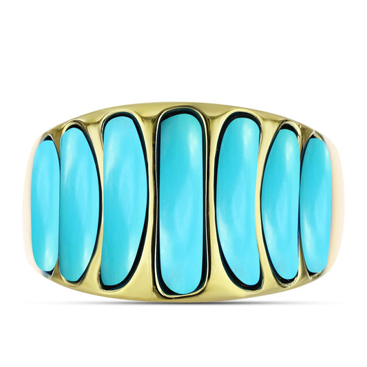 Goldplattierter Silberring mit Dornröschen Türkis