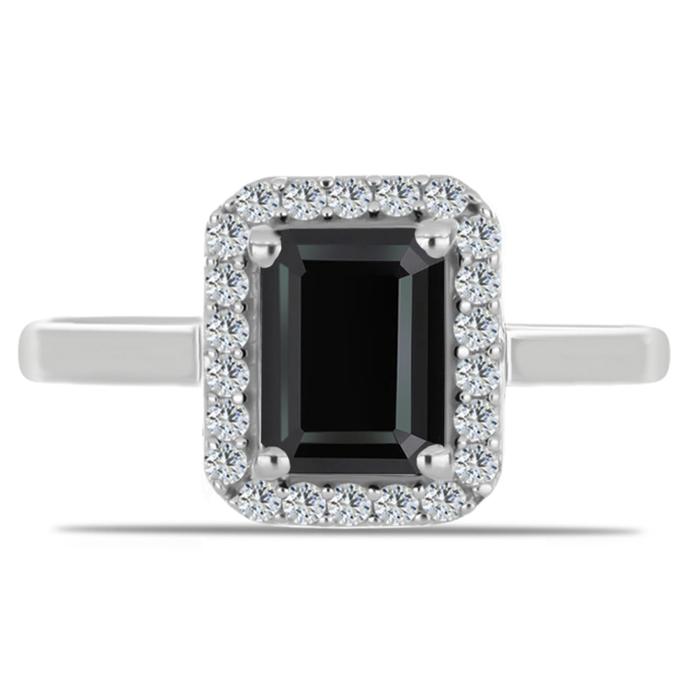 Silberring mit Obsidian und weißem Topas 1 