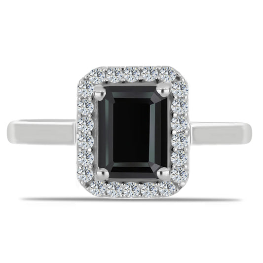 Silberring mit Obsidian und weißem Topas