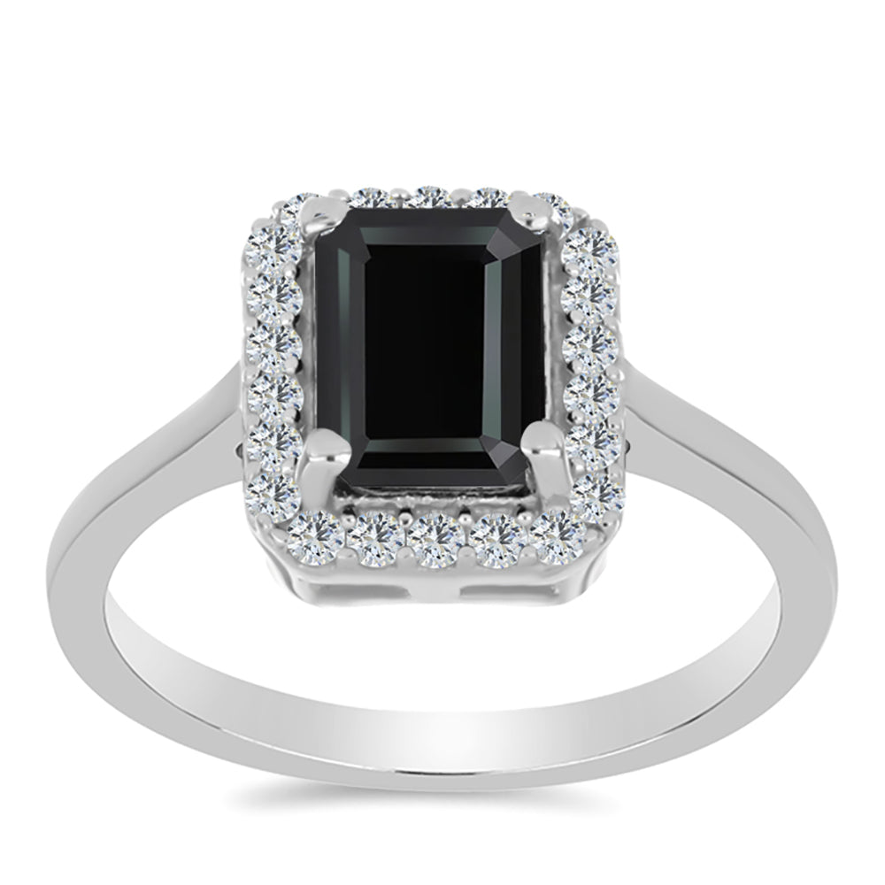 Silberring mit Obsidian und weißem Topas