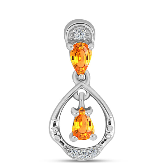 Silberanhänger mit Padparadscha Saphir und weißem Topas