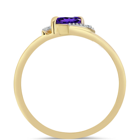 Goldplattierter Silberring mit marokkanischem Amethyst und weißem Topas