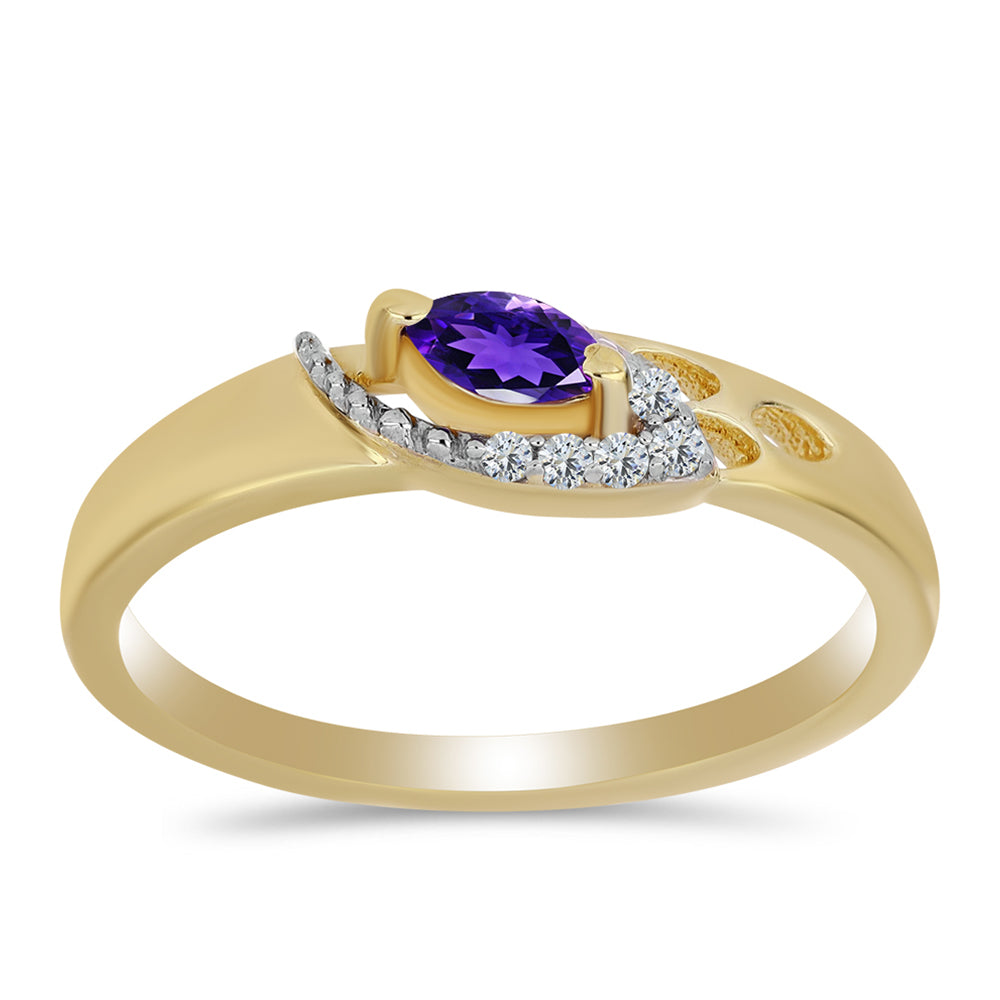 Goldplattierter Silberring mit marokkanischem Amethyst und weißem Topas 3 