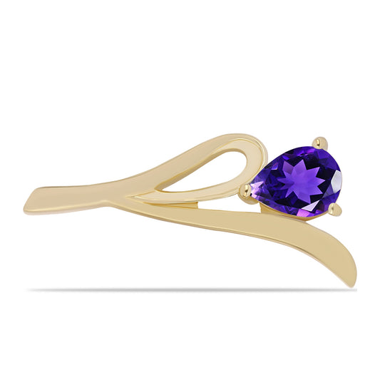 Goldplattierte Silberbrosche mit marokkanischem Amethyst