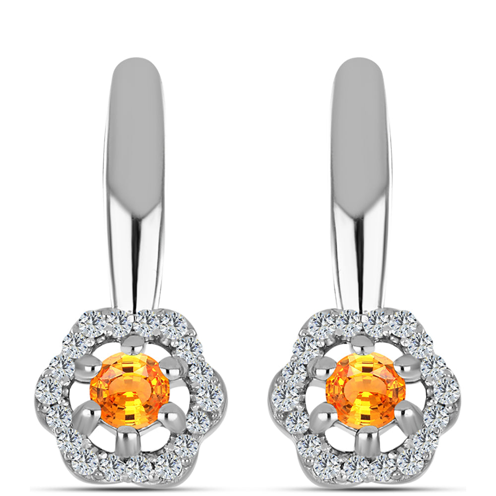 Silberohrringe mit Padparadscha Saphir und weißem Topas 1 