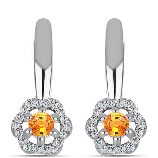 Silberohrringe mit Padparadscha Saphir und weißem Topas