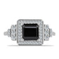 Silberring mit Obsidian und weißem Topas