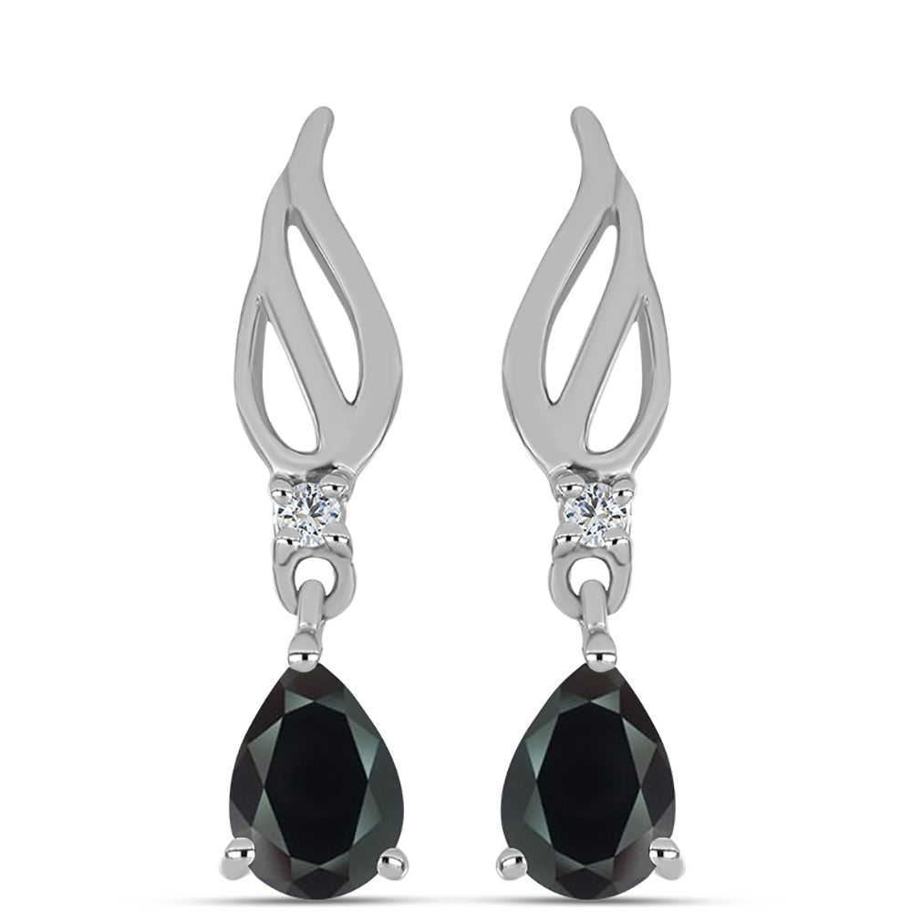 Silberohrringe mit Obsidian und weißem Topas 1 
