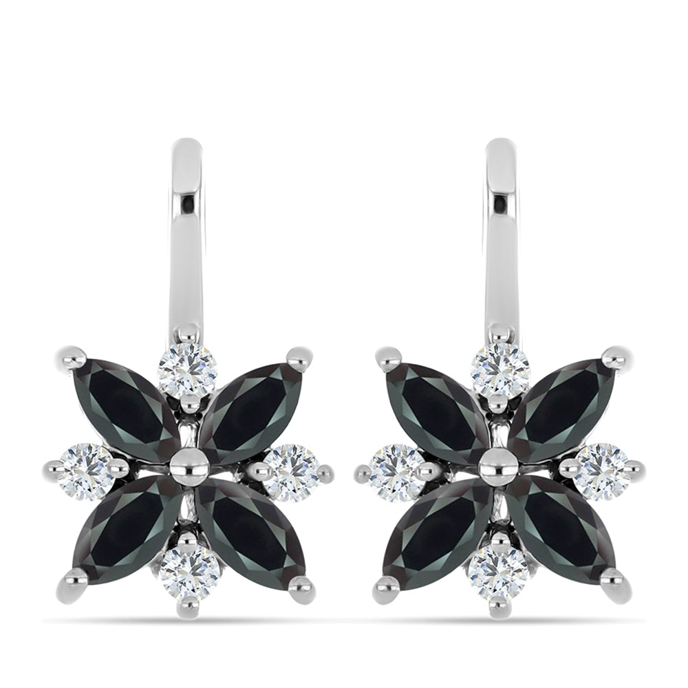 Silberohrringe mit Obsidian und weißem Topas