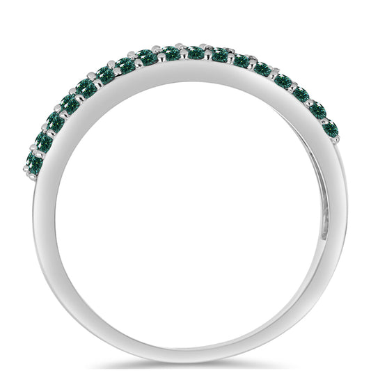 Silberring mit grünlich-meerblauem Moissanit
