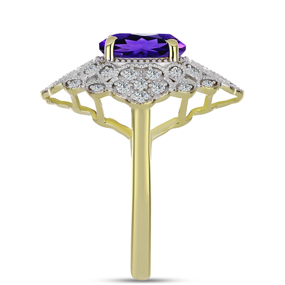 Goldplattierter Silberring mit marokkanischem Amethyst und weißem Topas 4 