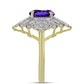 Goldplattierter Silberring mit marokkanischem Amethyst und weißem Topas