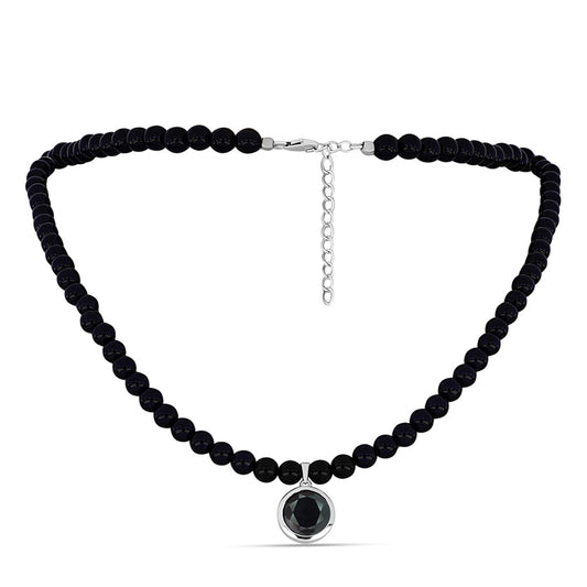 Silberhalskette mit Obsidian