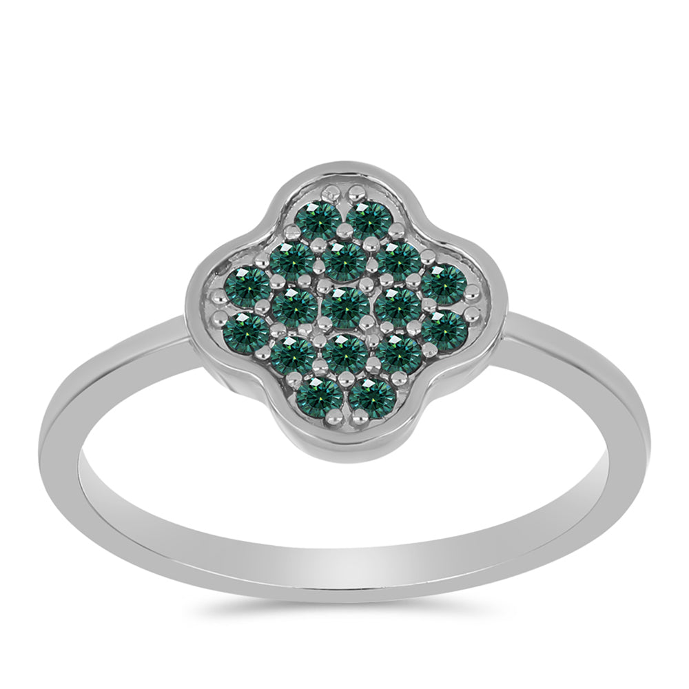 Silberring mit grünlich-meerblauem Moissanit