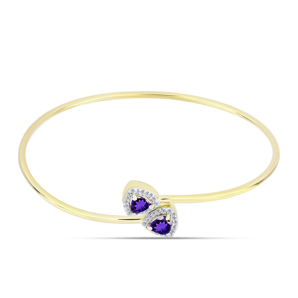 Goldplattierter Silberarmreif mit marokkanischem Amethyst und weißem Topas 1 