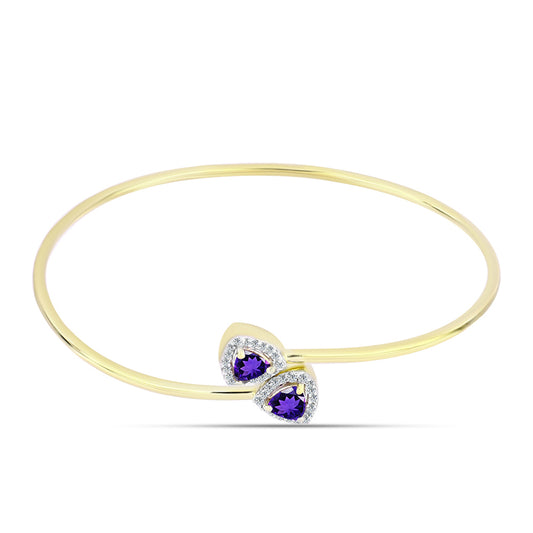 Goldplattierter Silberarmreif mit marokkanischem Amethyst und weißem Topas