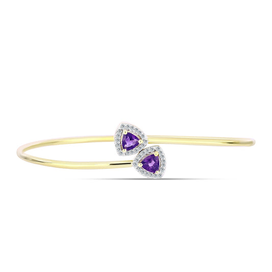 Goldplattierter Silberarmreif mit marokkanischem Amethyst und weißem Topas
