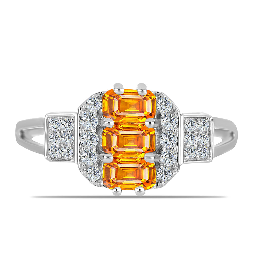 Silberring mit Padparadscha Saphir und weißem Topas 1 