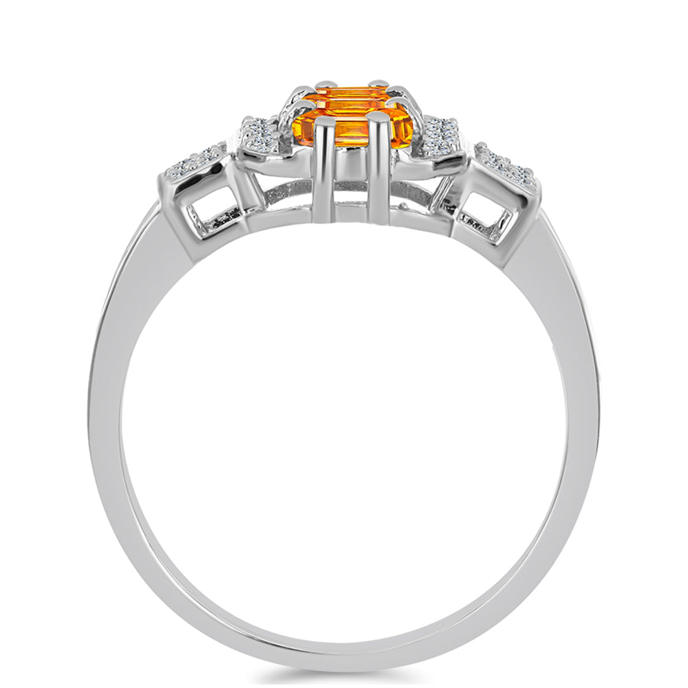 Silberring mit Padparadscha Saphir und weißem Topas