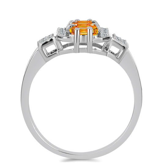 Silberring mit Padparadscha Saphir und weißem Topas