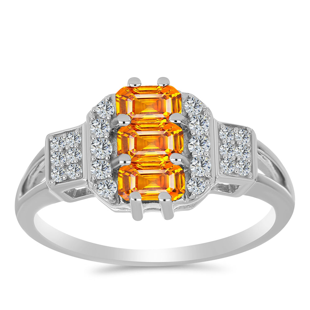 Silberring mit Padparadscha Saphir und weißem Topas 3 