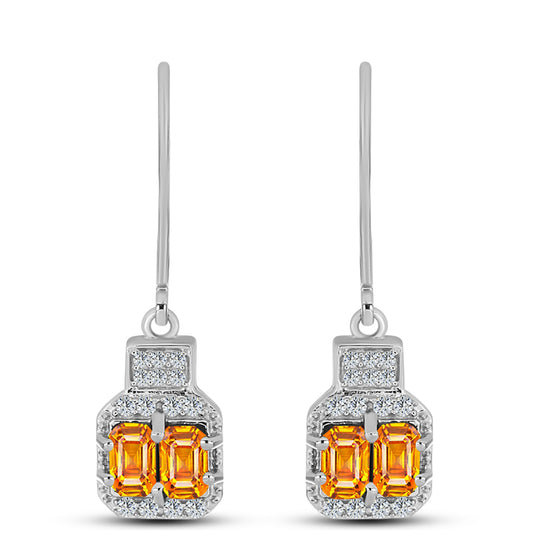 Silberohrringe mit Padparadscha Saphir und weißem Topas