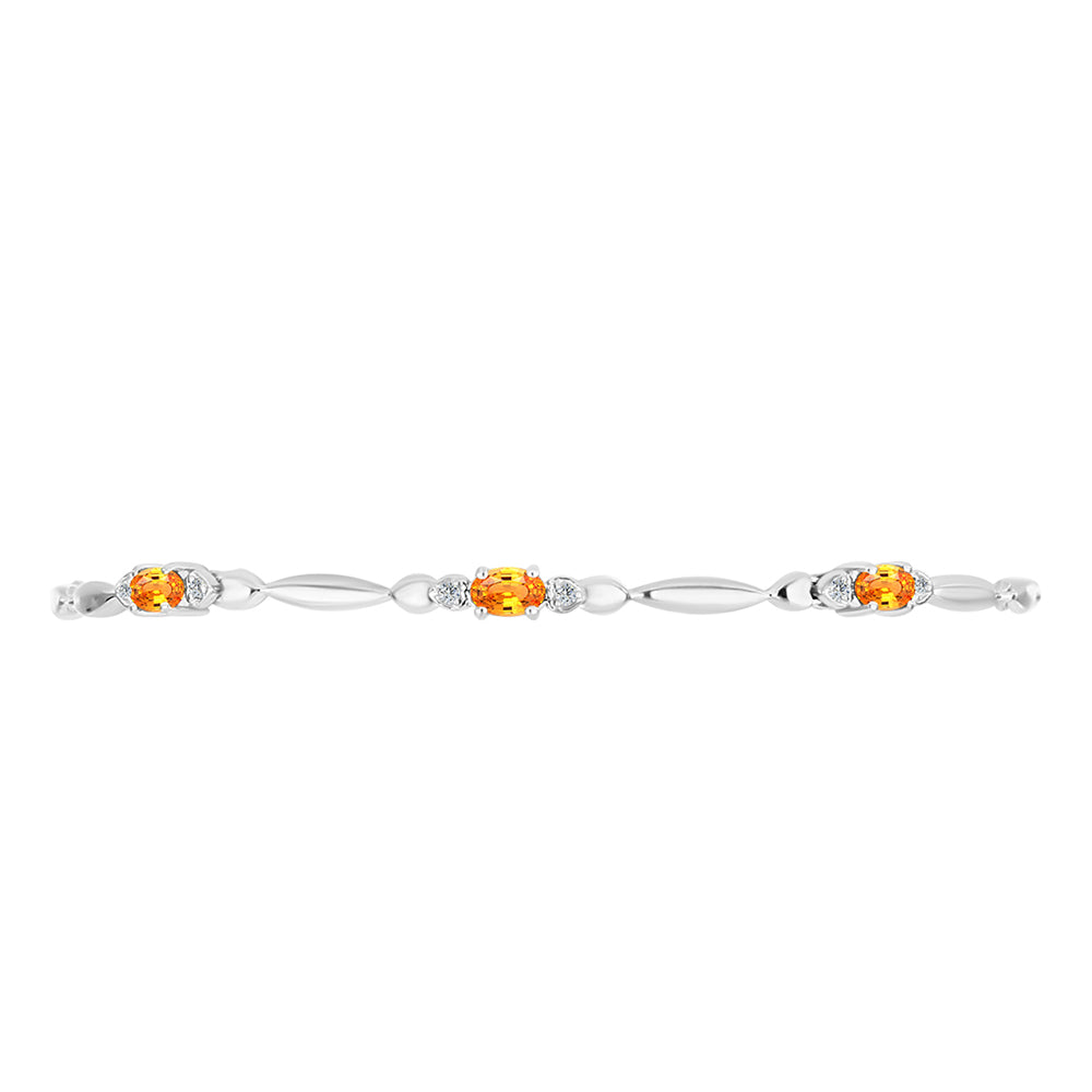 Silberarmband mit Padparadscha Saphir und weißem Topas 2 