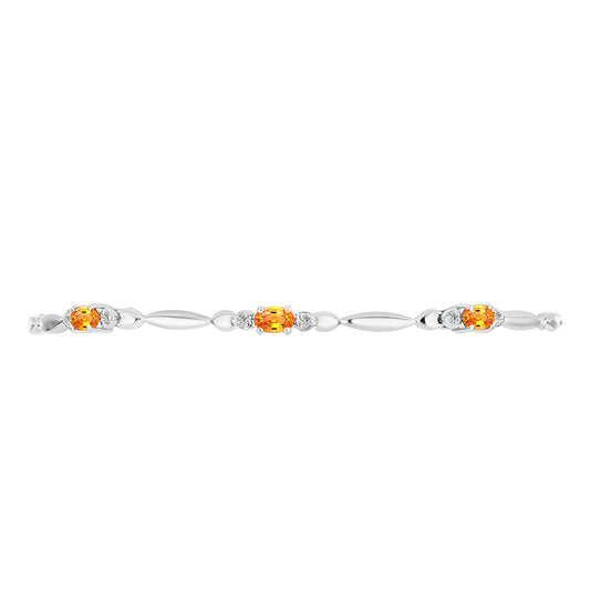 Silberarmband mit Padparadscha Saphir und weißem Topas