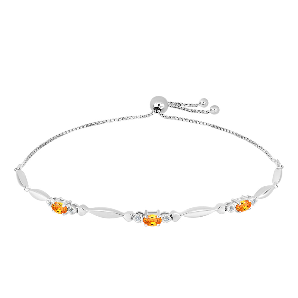 Silberarmband mit Padparadscha Saphir und weißem Topas 1 