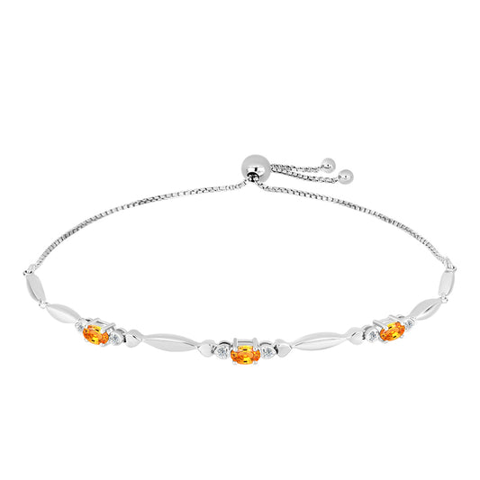 Silberarmband mit Padparadscha Saphir und weißem Topas