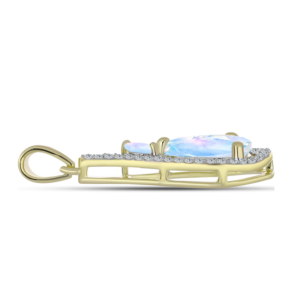 Goldplattierter Silberanhänger mit Regenbogenmondstein 2 