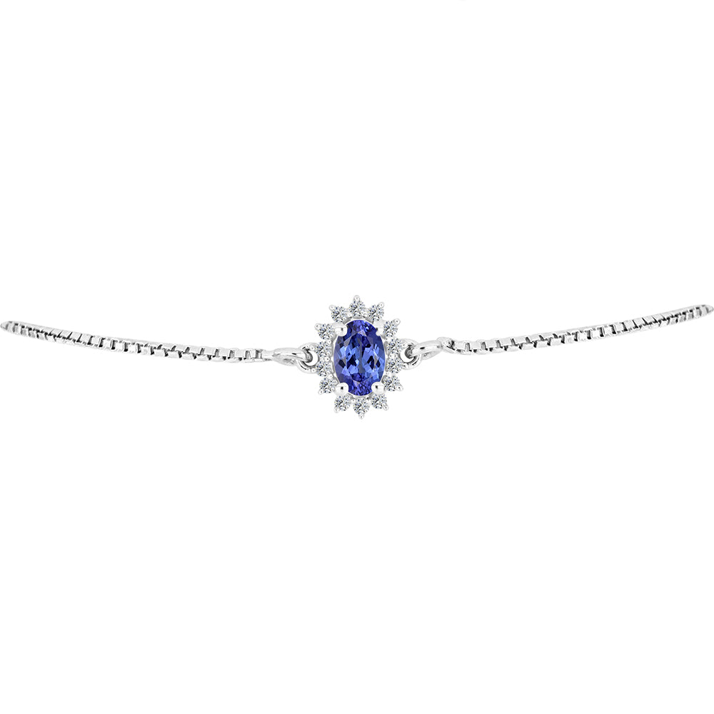Silberarmband mit Tansanit - Klasse AA und weißem Topas