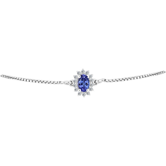 Silberarmband mit Tansanit - Klasse AA und weißem Topas