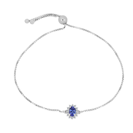 Silberarmband mit Tansanit - Klasse AA und weißem Topas