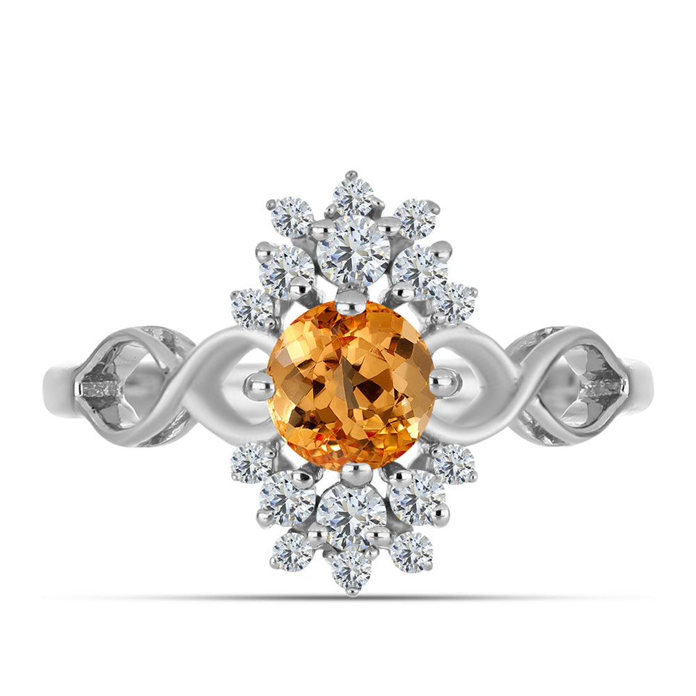 Silberring mit Kaiserlichem Gelben Topas und weißem Topas 1 