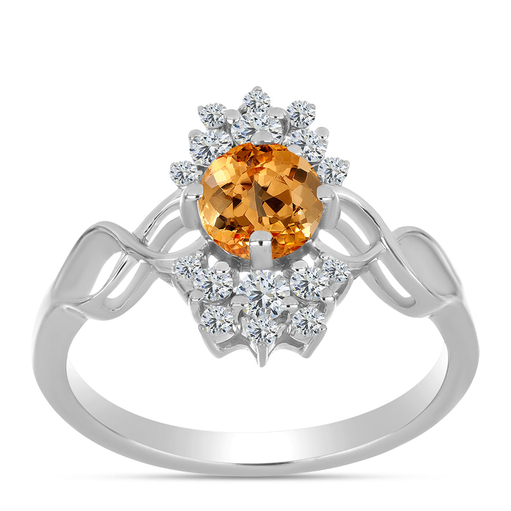 Silberring mit Kaiserlichem Gelben Topas und weißem Topas 3 