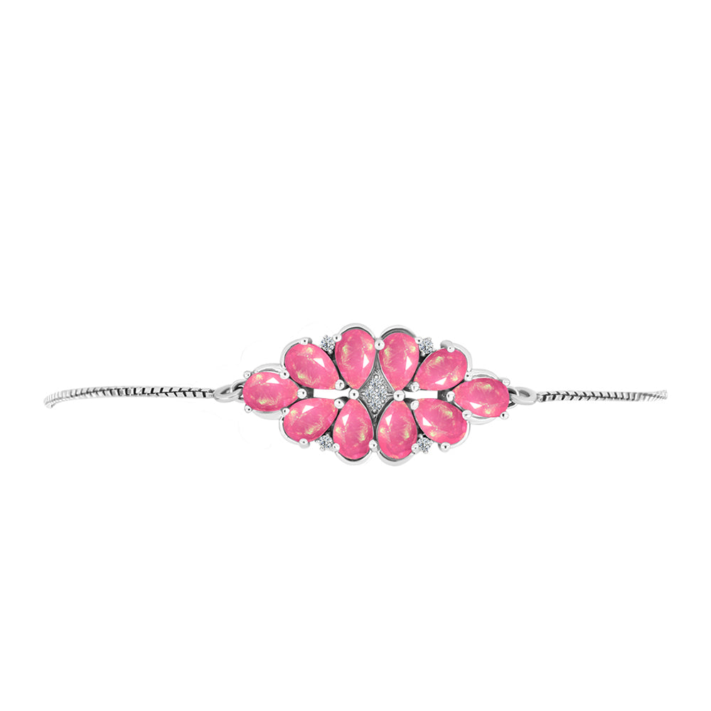 Silberarmband mit rosa Opal aus Lega Dembi und weißem Topas 2 