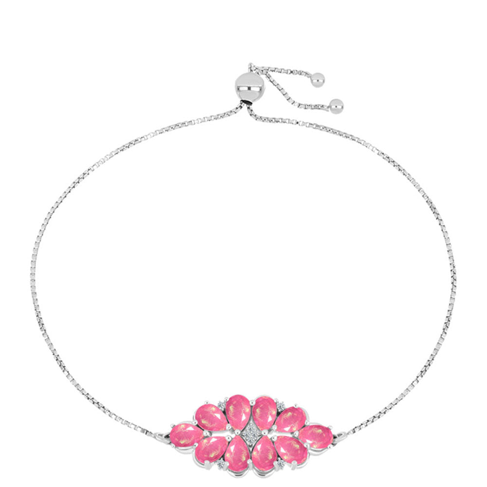 Silberarmband mit rosa Opal aus Lega Dembi und weißem Topas