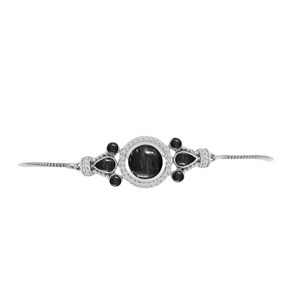 Silberarmband mit Picasso Jaspis und weißem Topas