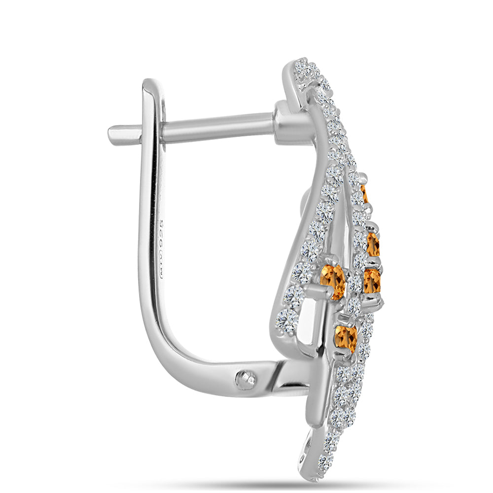 Silberohrringe mit Kaiserlichem Gelben Topas und weißem Topas 2 