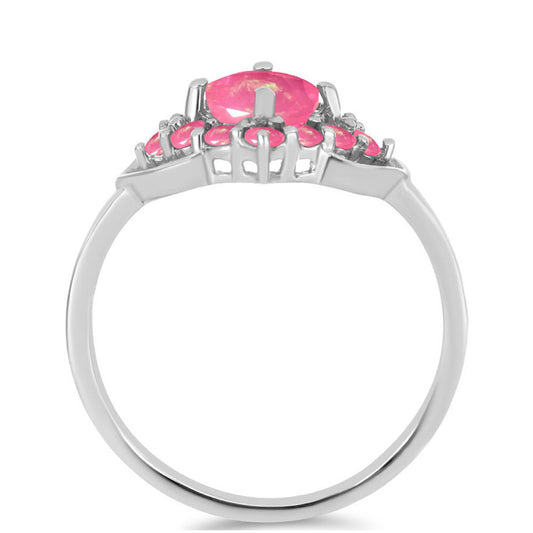 Silberring mit rosa Opal aus Lega Dembi