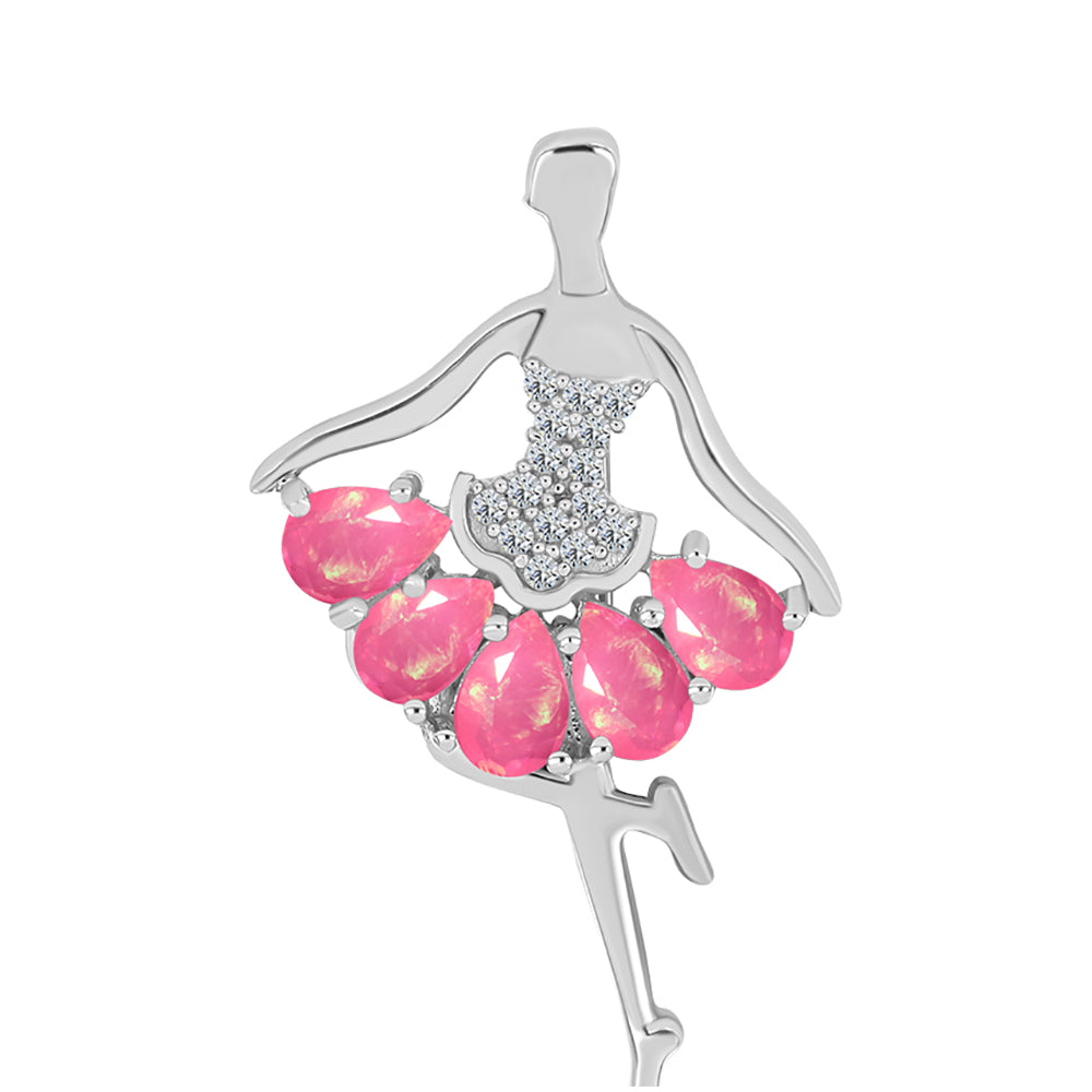 Silberbrosche mit rosa Opal aus Lega Dembi und weißem Topas 1 