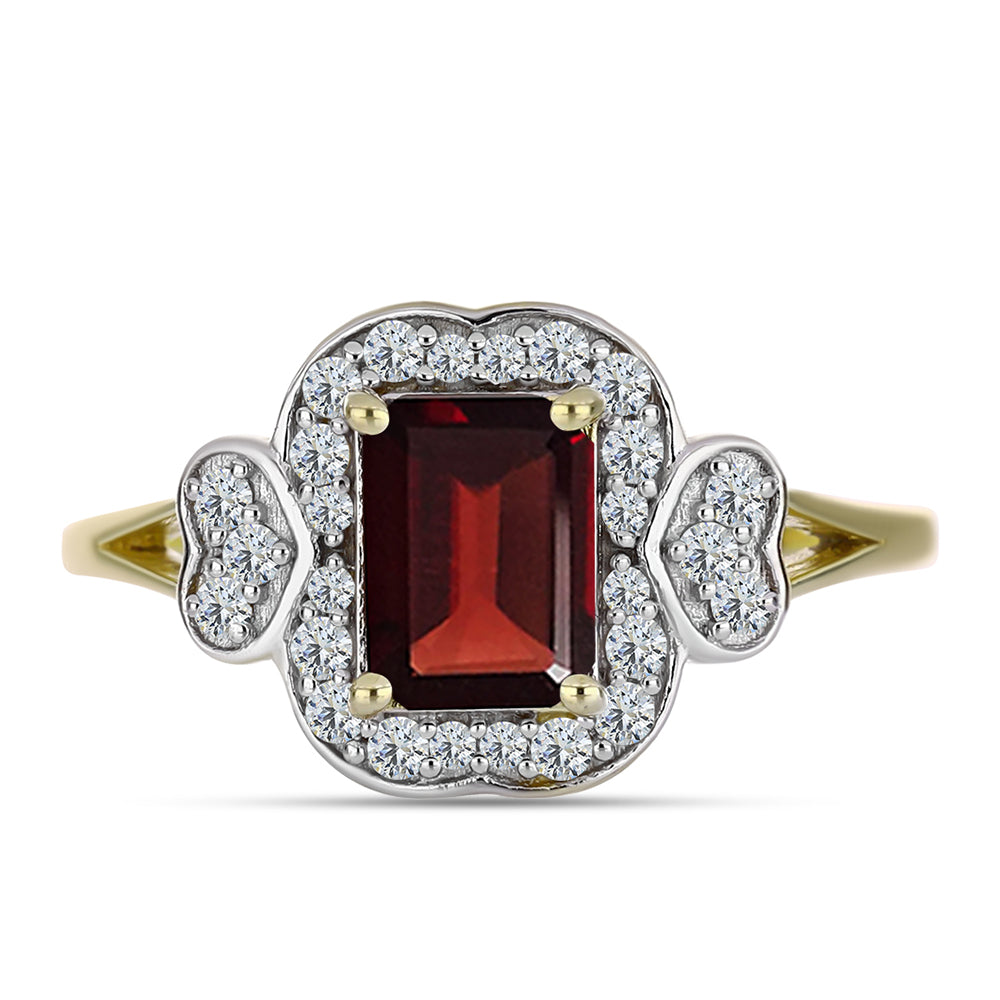 Goldplattierter Silberring mit Barton Granat und weißem Topas