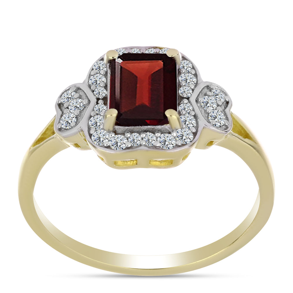 Goldplattierter Silberring mit Barton Granat und weißem Topas 3 