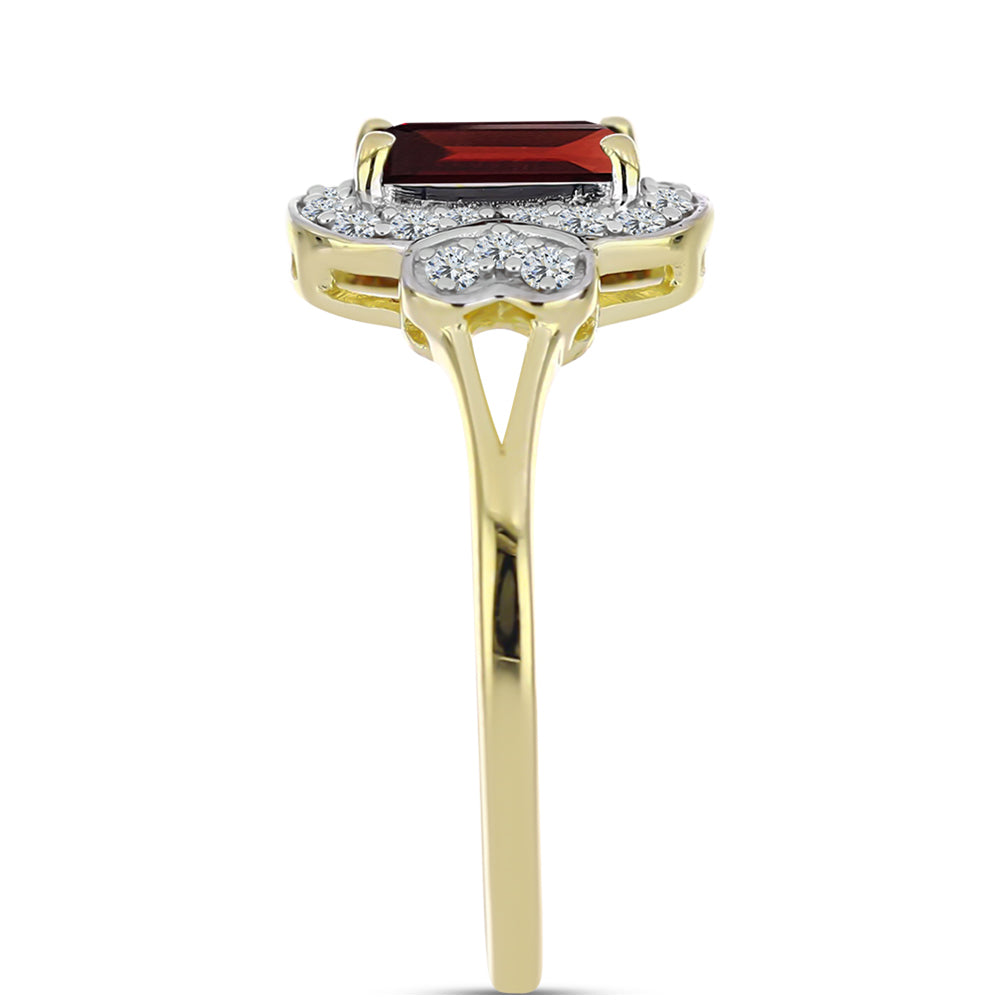 Goldplattierter Silberring mit Barton Granat und weißem Topas 4 