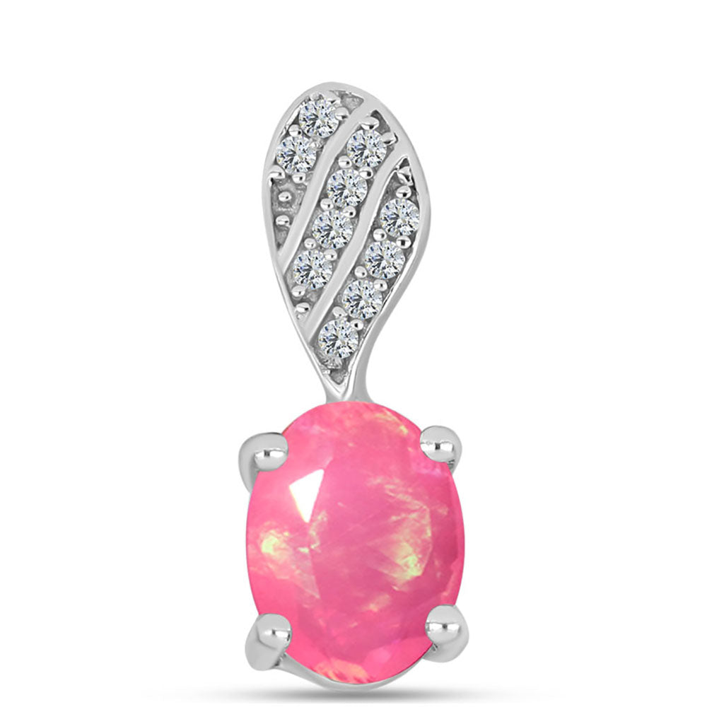 Silberanhänger mit rosa Opal aus Lega Dembi und weißem Topas