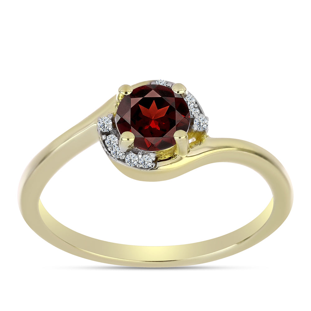 Goldplattierter Silberring mit Barton Granat und weißem Topas 3 