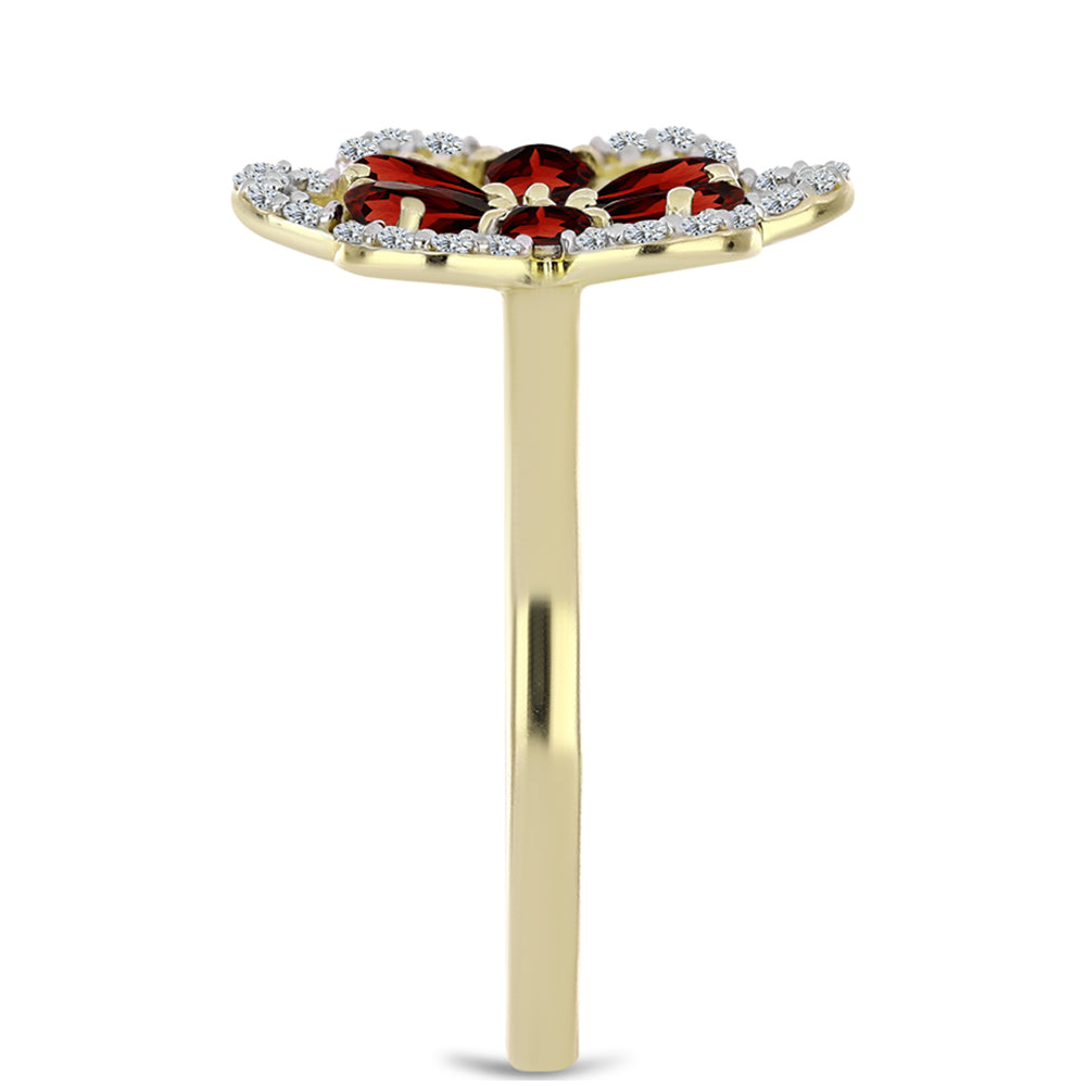 Goldplattierter Silberring mit Barton Granat und weißem Topas