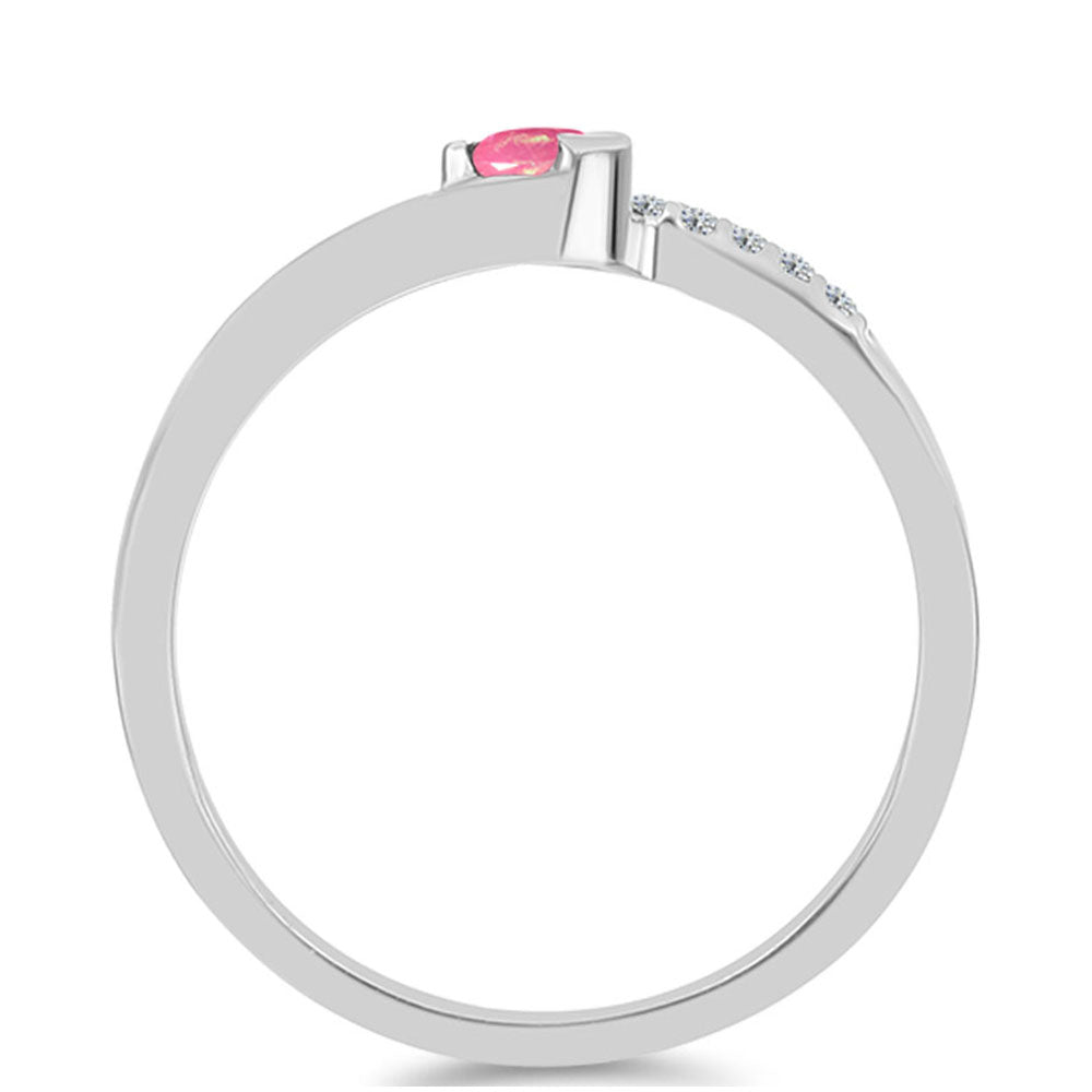 Silberring mit rosa Opal aus Lega Dembi und weißem Topas 2 